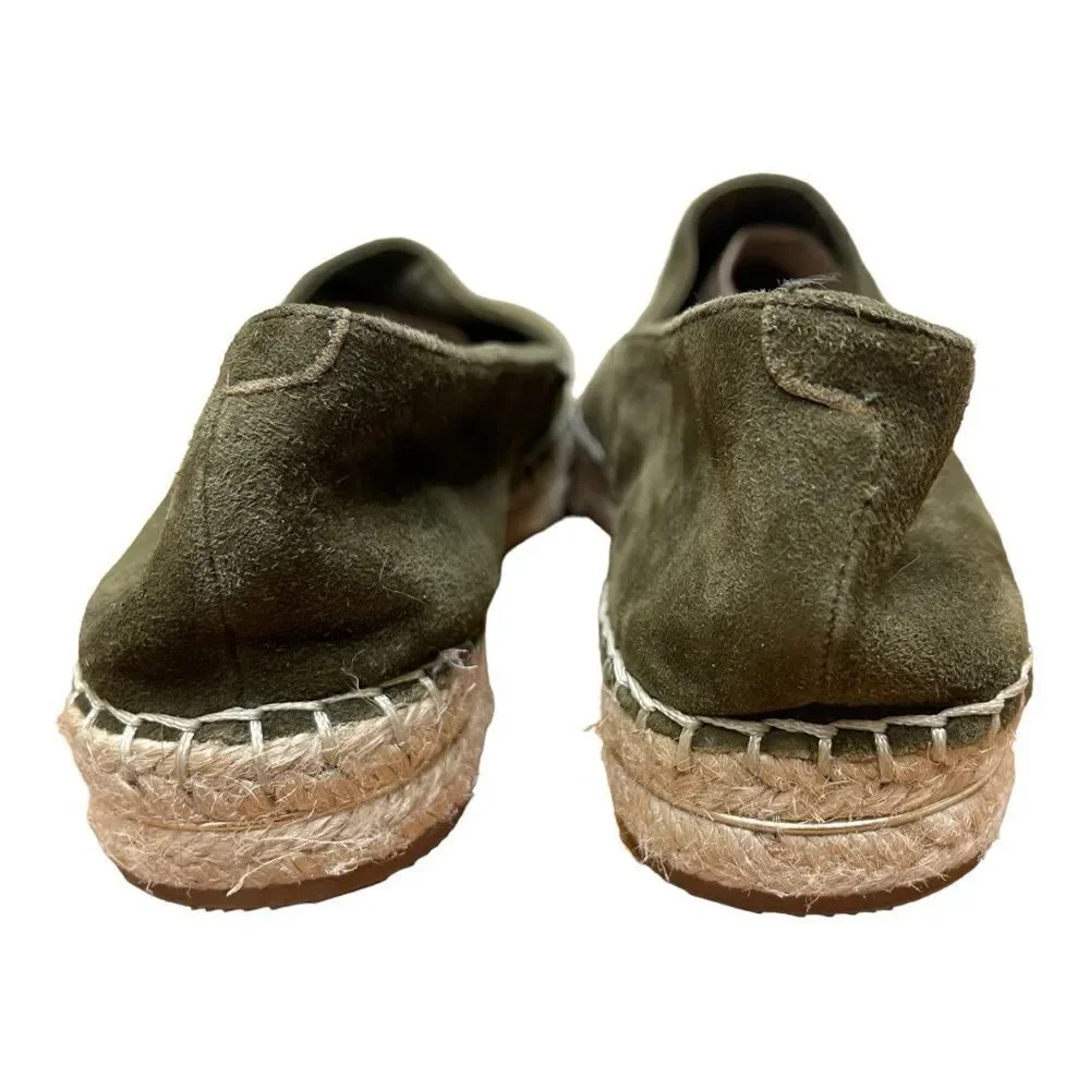 Aldo Espadrilles Flats Green Suede Leather Round Toe Slip On Size 8 EUC Coastal